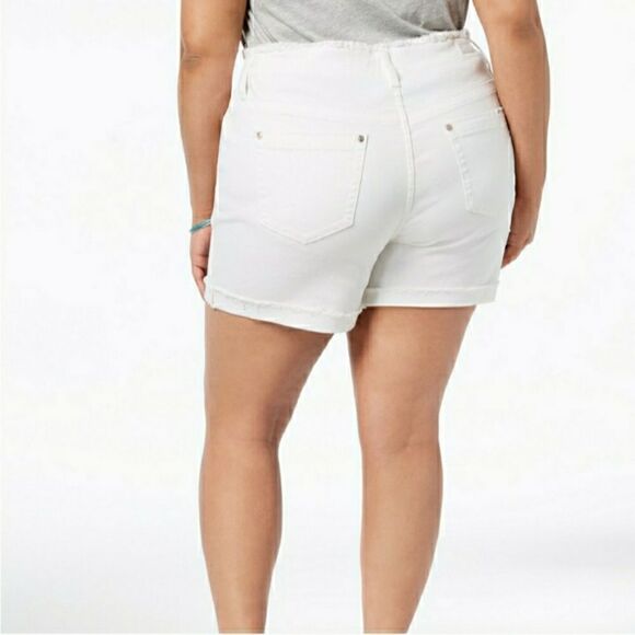 Seven7 Worn & Torn Denim Shorts 5 Pocket Stretch High Waisted White Raw Hem 20W - Picture 3 of 15